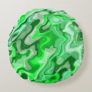 Coussins Ronds Texture de marbre vert émeraude peinture liquide a