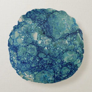 Coussins Ronds Texture de marbre vert Turquoise bleu
