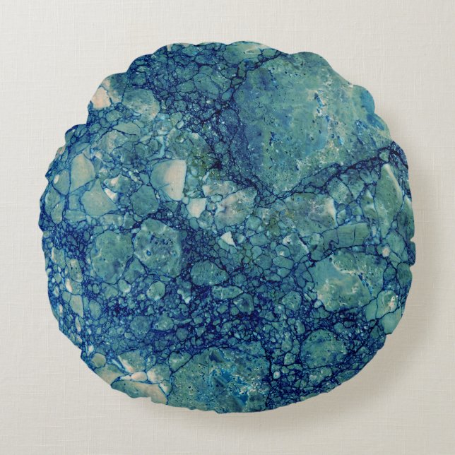 Coussins Ronds Texture de marbre vert Turquoise bleu (Devant)