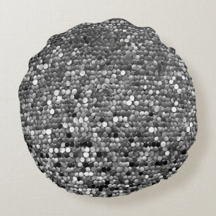 Coussins Ronds Texture de paillettes argentées Motif métallisé br