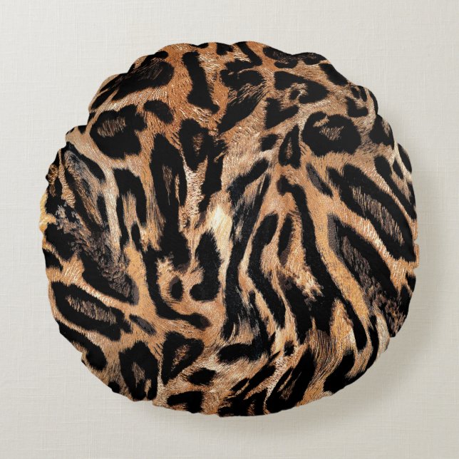 Coussins Ronds Texture de peau de léopard (Devant)