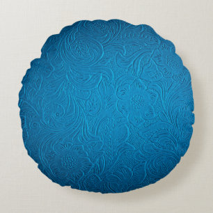 Coussins Ronds Texture en cuir bleu