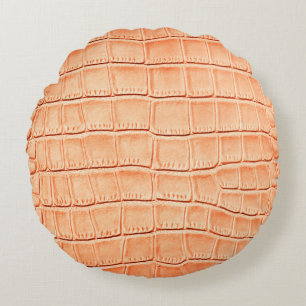 Coussins Ronds Texture en cuir de crocodile brun clair