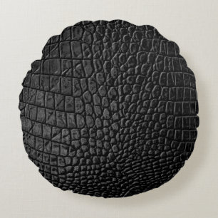 Coussins Ronds Texture en cuir noir