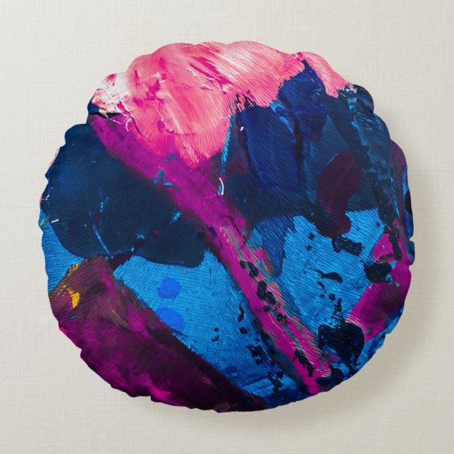 Coussins Ronds Texture peinte artistique, décoration moderne. (Devant)