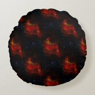 Coussins Ronds Texture rouge digitale rustique avec des courbes l
