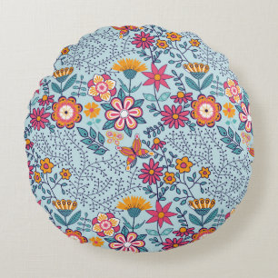 Coussins Ronds Texture transparente avec fleurs et papillons. Fin