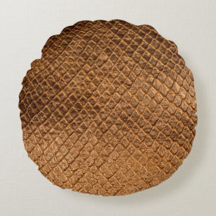 Coussins Ronds Texture vague arrière - plan bronze serpent leathe