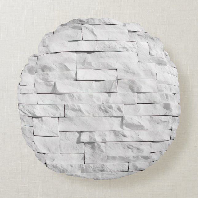 Coussins Ronds Textures de pierre blanche Design Série 1 (Devant)