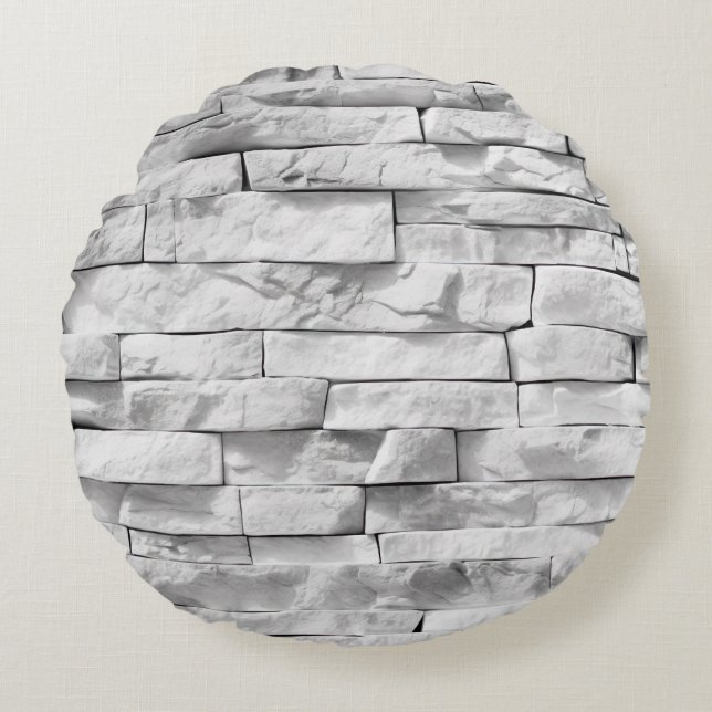 Coussins Ronds Textures de pierre blanche Design Series 3 (Devant)