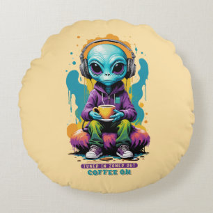 Coussins Ronds Thé dans Zoned out Café On Belle Art Alien