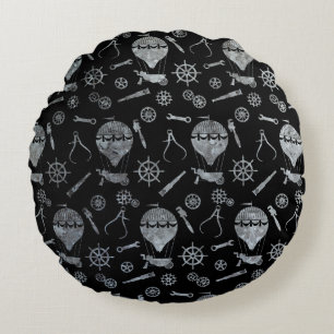 Coussins Ronds Thème Ballons en acier Zinc Steampunk