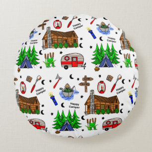 Coussins Ronds Thème Camping ou Midwest