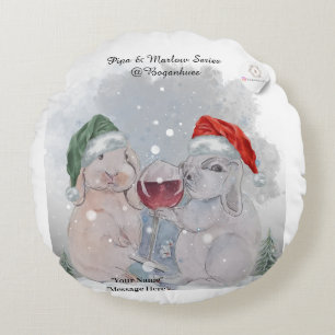 Coussins Ronds Thème de Noël Pipa & Marlow impression