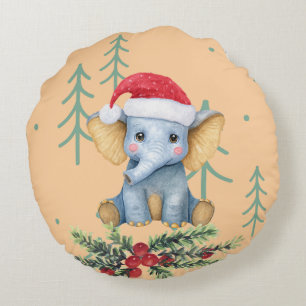 Coussins Ronds Thème safari éléphant bébé mignon