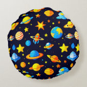 Coussins Ronds Thème spatial coloré avec planètes (Dos)