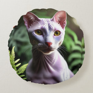 Coussins Ronds "Thon le chat sans cheveux : élégant et soyeux"
