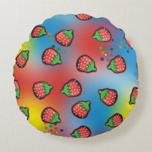 Coussins Ronds Tie Dye Champs de Fraises
