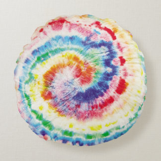 Coussins Ronds Tie Dye Swirl. Motif de Tiedye sans couture. Fabr