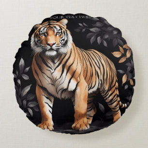 Coussins Ronds Tigre Cute Personnalisez Le Cadeau Avec Votre Prop