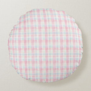 Coussins Ronds Tissu à carreaux pastel de Pâques – Mignon 