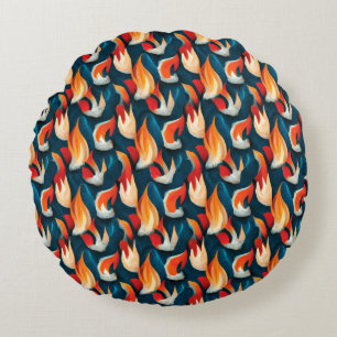 Coussins Ronds Tissu de flamme Motif Répétant Rouge Et Bleu