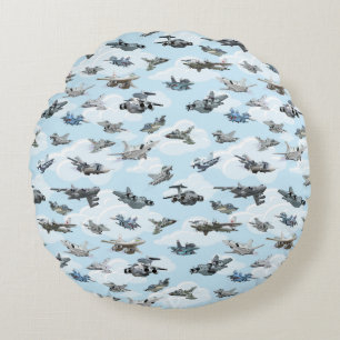 Coussins Ronds Tissu motif des avions de guerre de dessin