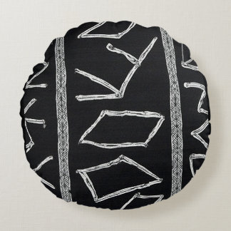 Coussins Ronds Tissu Mudcloth africain caribéen de luxe sophistiq