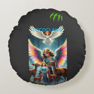 Coussins Ronds TOCOCLAWS Anges Gardiens & Cerfs de la Forêt Fanta
