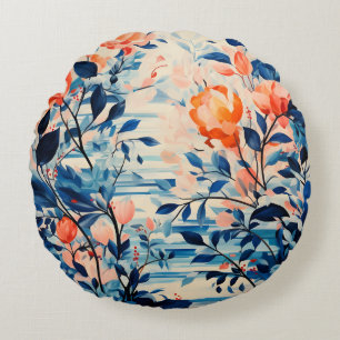 Coussins Ronds Toile de fleurs en aquarelle en pleine floraison