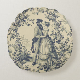 Coussins Ronds Toile de jouy Jour vintage mère jour fleurie