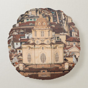 Coussins Ronds toiture de ville italienne vue antique, architectu