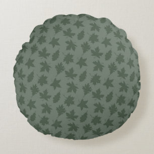 COUSSINS RONDS TOMBE FEUILLES VERTS & MOTIFS VERTS & PINK PLAID