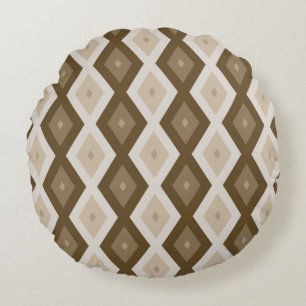 Coussins Ronds Tons de motif diamant brun