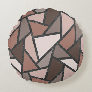 Coussins Ronds Tons de motif en vitrail marron