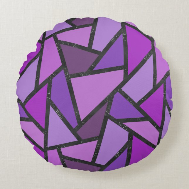 Coussins Ronds Tons de vitrail violet motif (Devant)