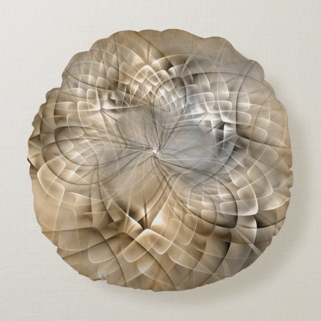 Coussins Ronds Tons Terre Abstrait Art fractal moderne Texture (Devant)