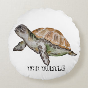 Coussins Ronds Tortue aquarelle