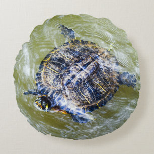 Coussins Ronds Tortue de natation dit Bonjour