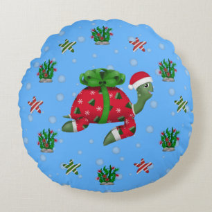 Coussins Ronds Tortue de Noël