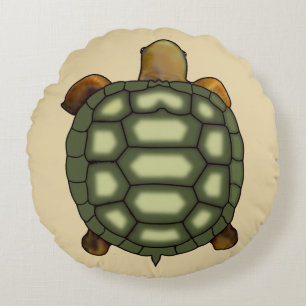 Coussins Ronds Tortue verte moderne sur fond beige
