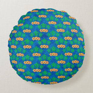 Coussins Ronds Tortues bleues et vertes de mer verte
