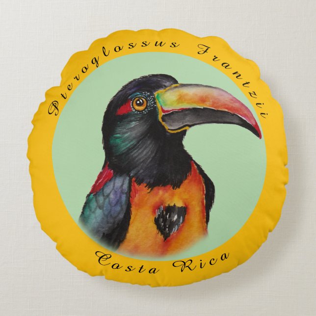 Coussins Ronds Toucan aquarelle (Devant)
