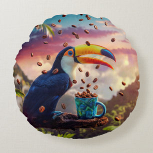 COUSSINS RONDS TOUCAN DE LA FORÊT TROPICALE FAUNE