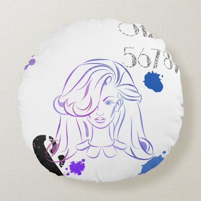 Coussins Ronds Touche de couleurs aquarelles (Devant)