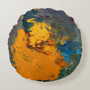 Coussins Ronds touches multicolores de peinture à l'huile sur l'a