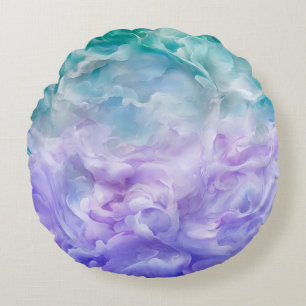 Coussins Ronds Tourbillon de nuage bleu et violet