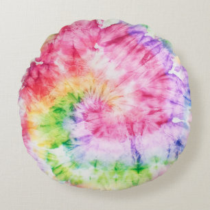 Coussins Ronds Tourbillons d'été : Pastel Cravate-Motif