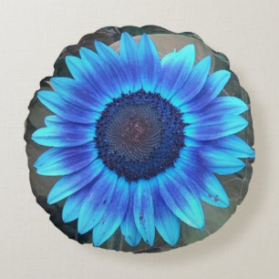 Coussins Ronds Tournesol bleu