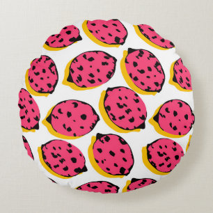 Coussins Ronds tout sur citron motif vintageabstrait, art, dos